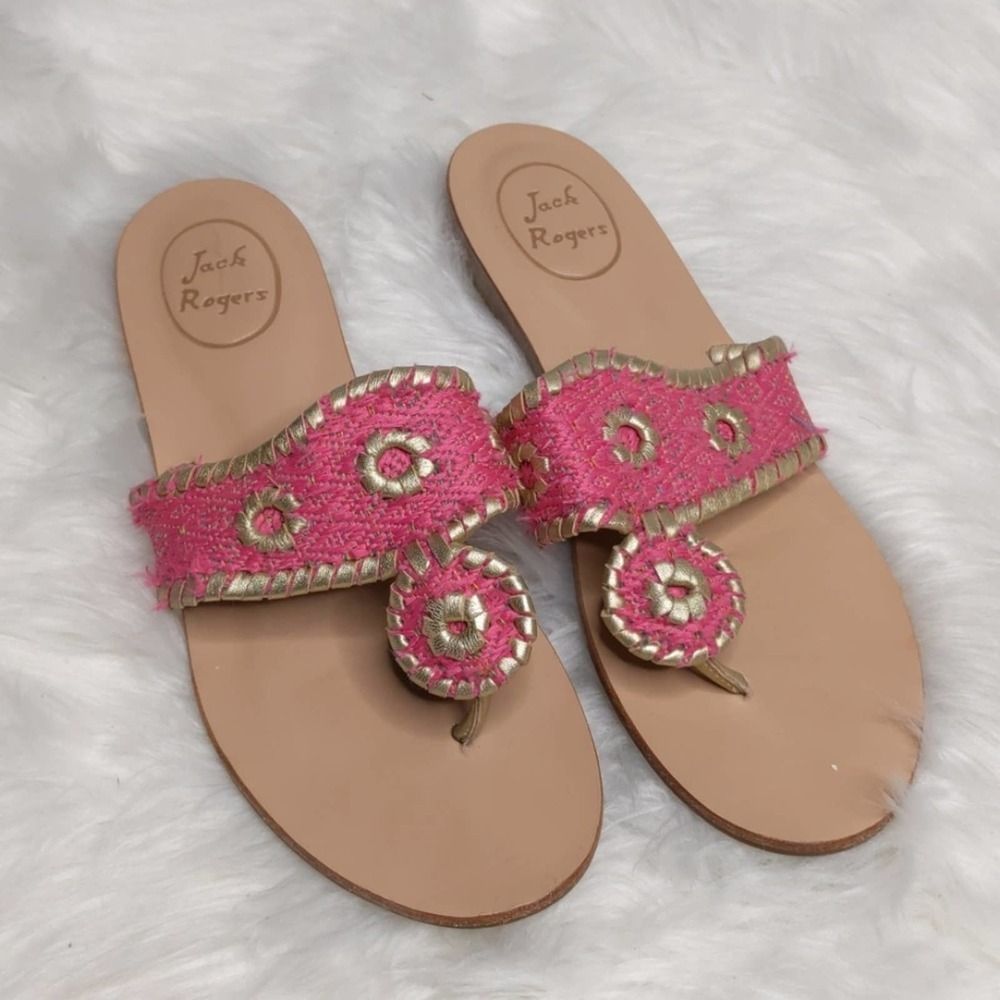 Jack Rogers Pink Jack Demi Wedge sz 8